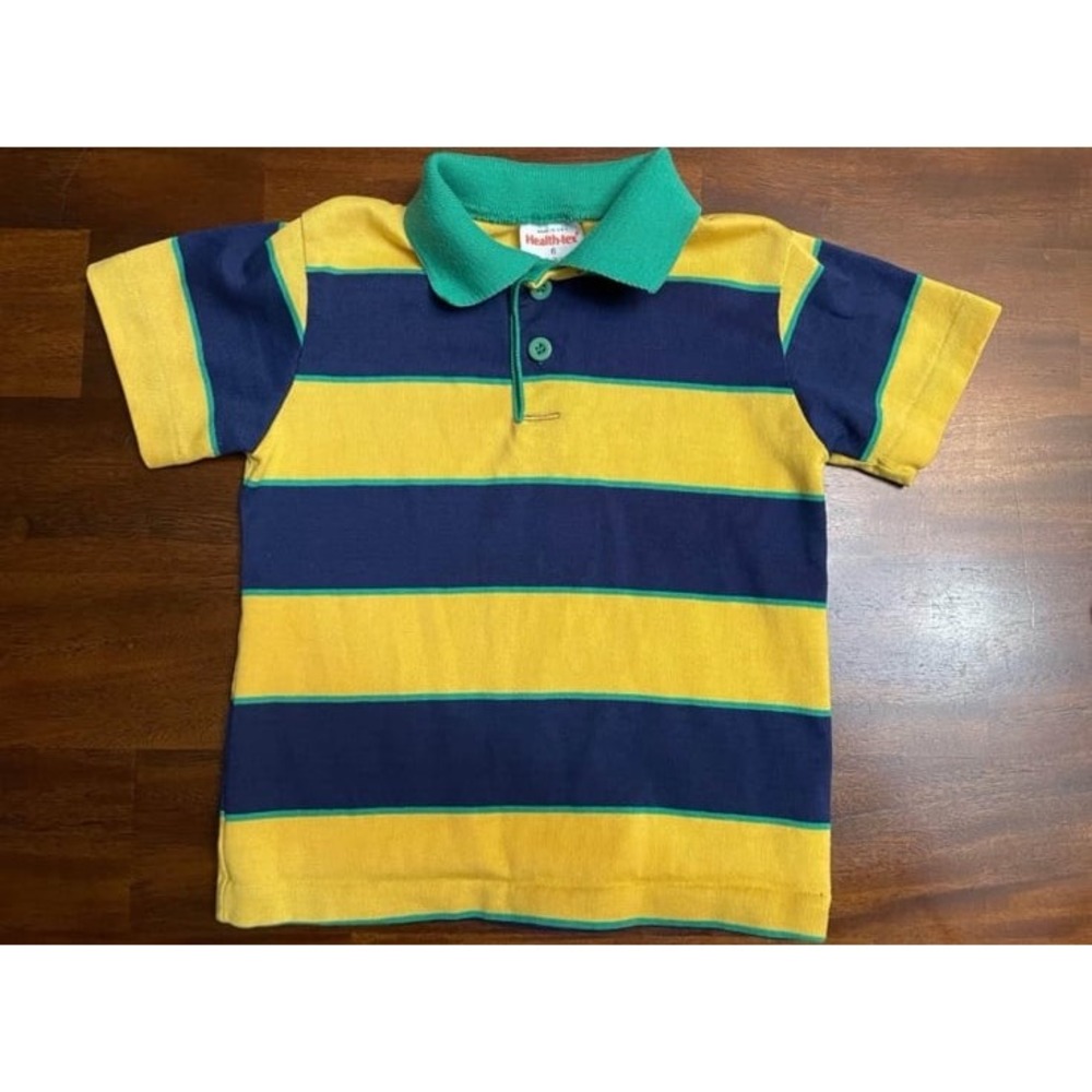 Vintage boys health-Tex polo shirt green and yellow